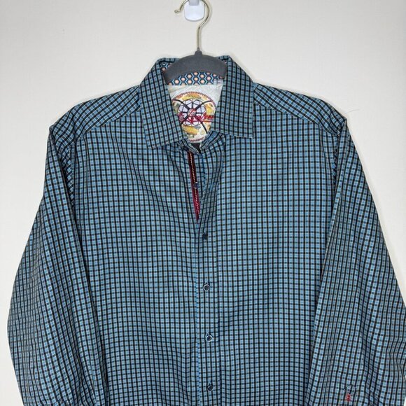 Robert Graham Button-Down Shirt Silk Trim Gingham Check Pattern Size S - Picture 3 of 15